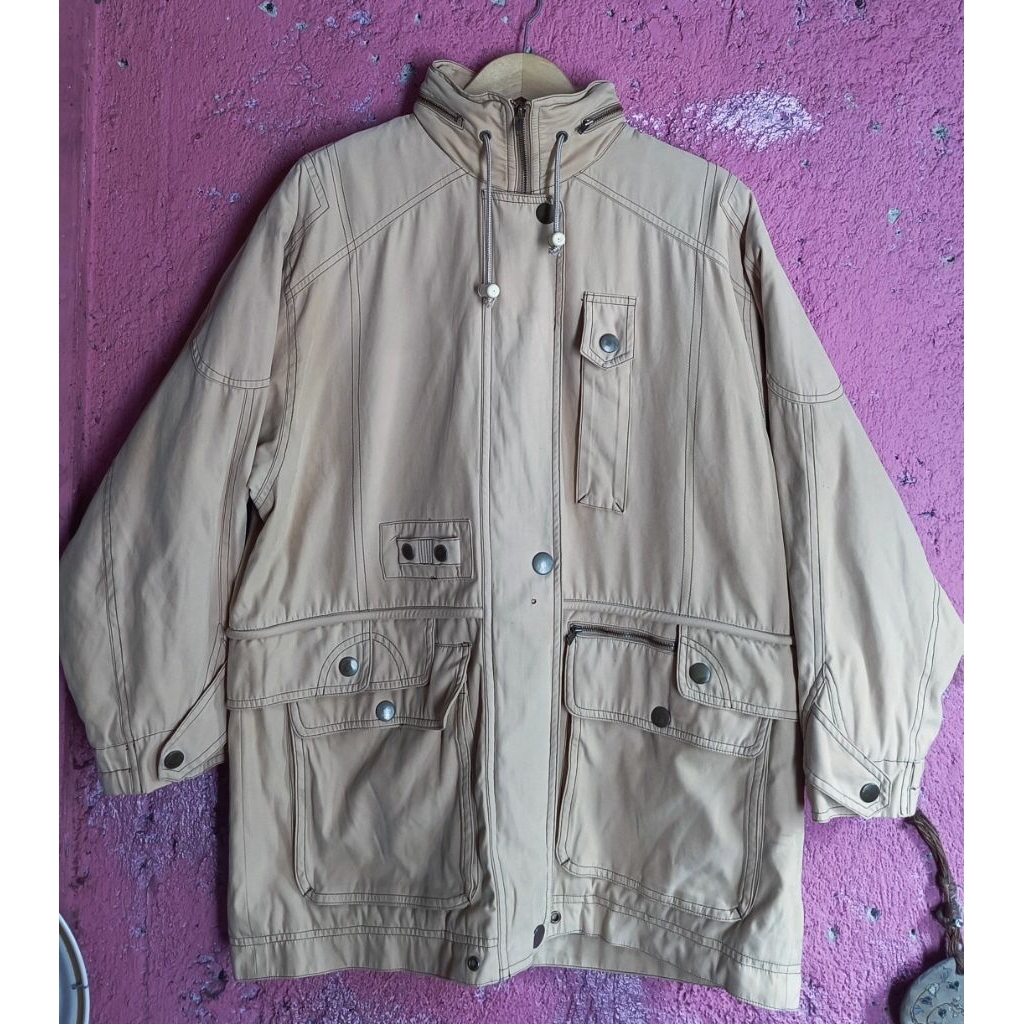 Jaket Parka soft shel kuning gading pat hogue