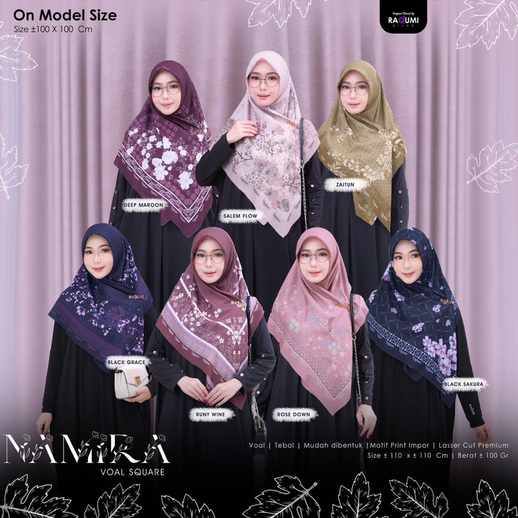 RAQUMI HIJAB // NAMIRA SQUARE // HIJAB SQUARE // HIJAB SEGIEMPAT // HIJAB MOTIF // SQUARE MOTIF