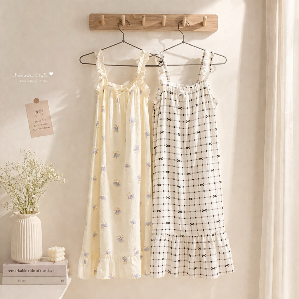 Daster Ruffle Aesthetic - HOMEDRESS WANITA DRESS KOREA BAJU TIDUR DASTER