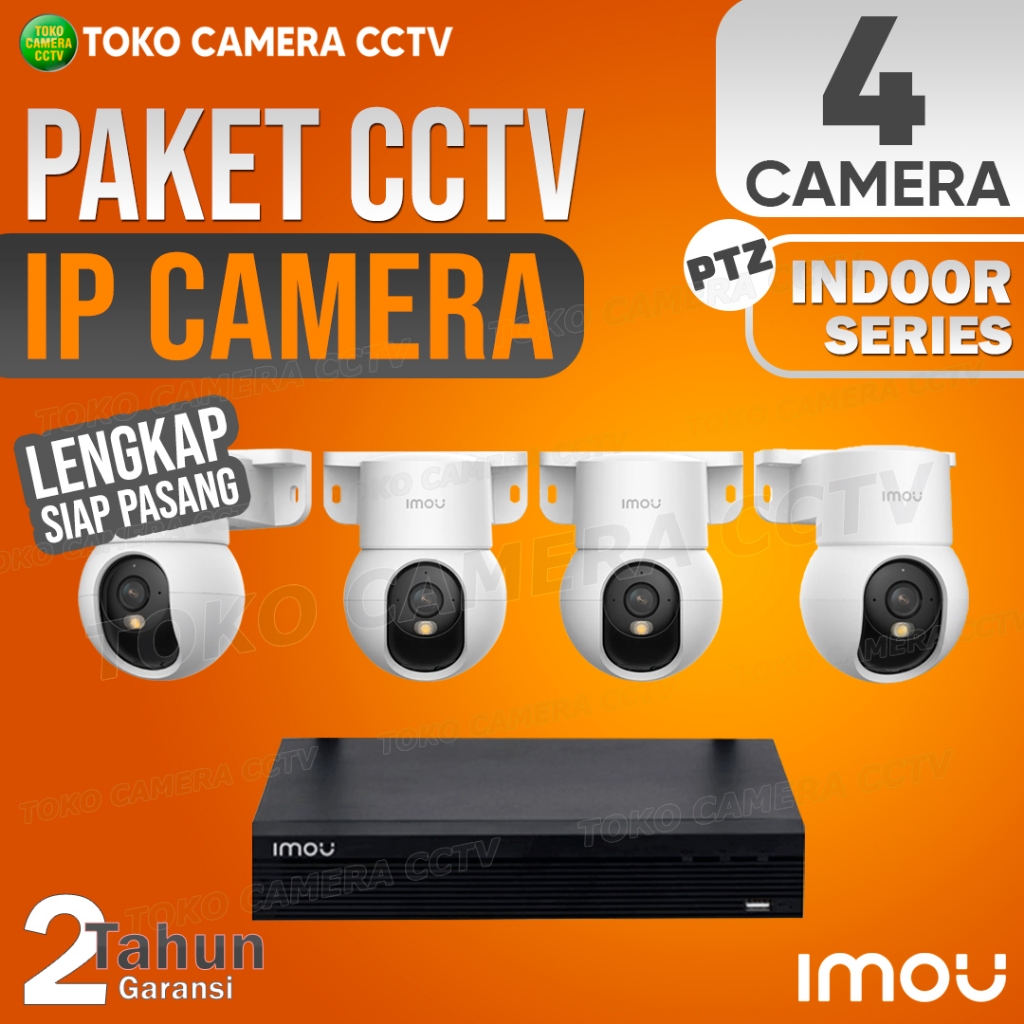PAKET CCTV IP CAMERA PTZ IMOU 3MP 5MP INDOOR 10 CHANNEL 4 KAMERA