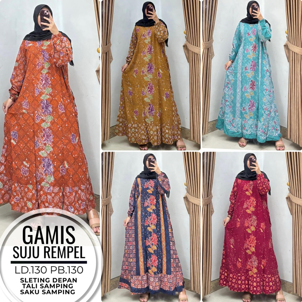 Gamis Batik Setorjoan Jumbo ld 120 130 || Gamis Batik Cap Premium || Gamis Batik Wanita Modern || Ga