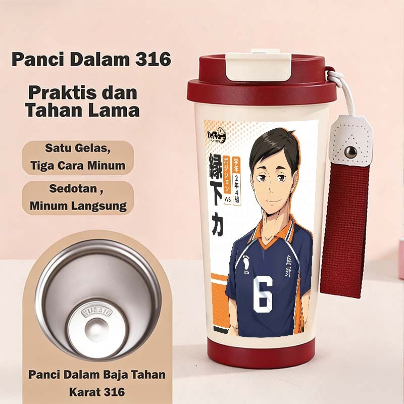 Portable Haikyuu Ennoshita Riki tumbler minum premium 500ml tahan dingin 24 jam botol stainless 316 
