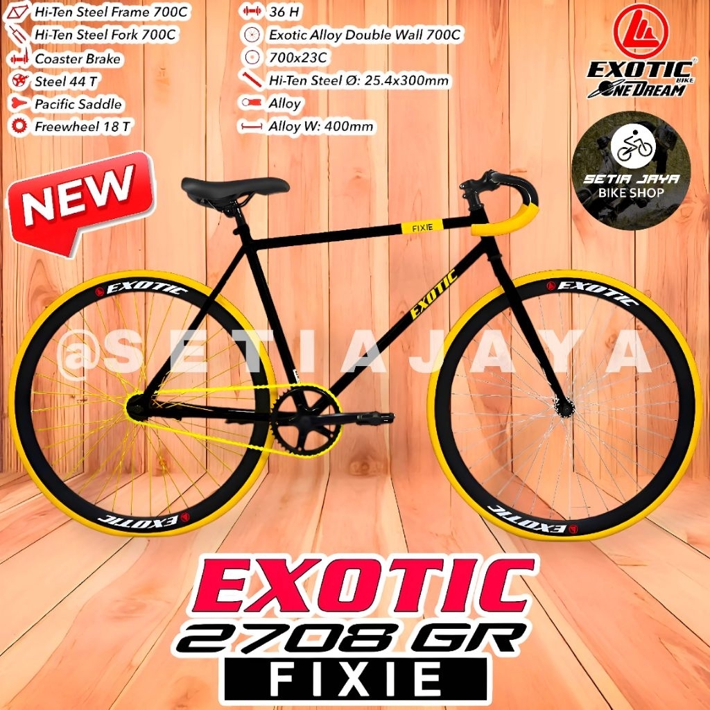Sepeda Fixie 700C EXOTIC 2708 GR, Frame Steel, Rem Torpedo, Fixie Full Bike New