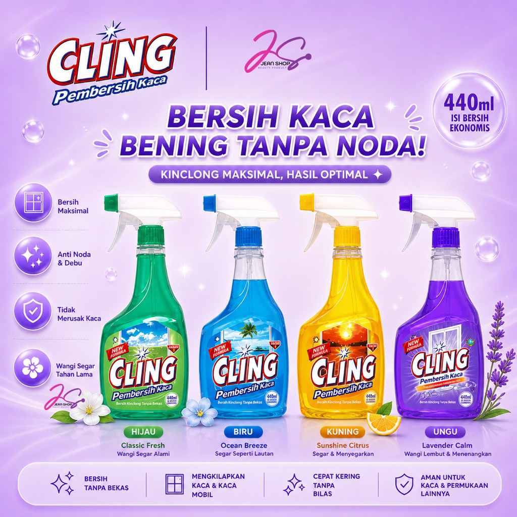 CLING PEMBERSIH KACA SEMPROT BOTOL SPRAY 440ML