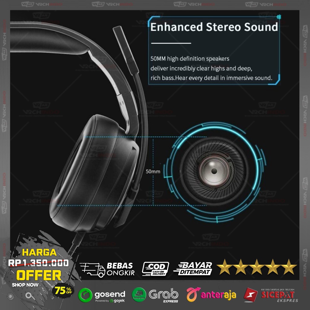 Headset Gaming Nubwo N12 Xiberia 7.1 Surround Mic Headphone – Normal Fungsi – Minus Fisik – DISKON