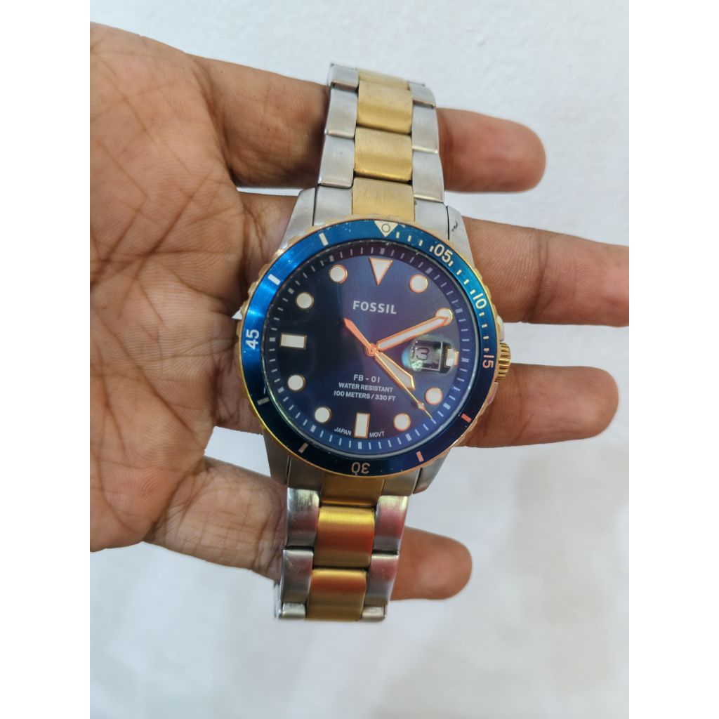 Jam tangan seccond bekas merk fossil blue dive mewah original authentic