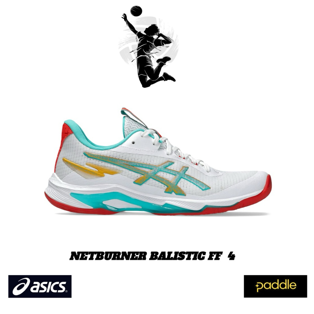 Sepatu Volly Womens Asics Netburner Ballistic FF 4 White Sea Glass