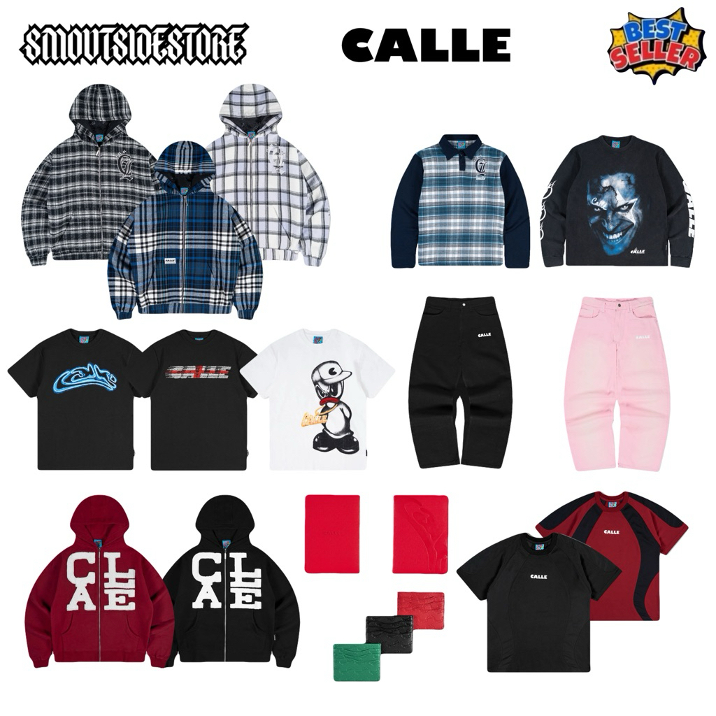 ( 100% ORIGINAL ) • CALLE • Flannel Zip Hoodie Black - White - Blue • Zip up Hoodie Black - Maroon •