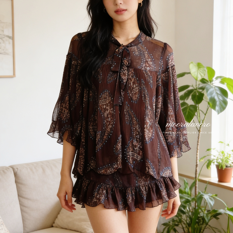 KIVELLY KOREAN VINTAGE PLEATS BLOUSE READY BANGKOK PREMIUM COLLECTION BKK