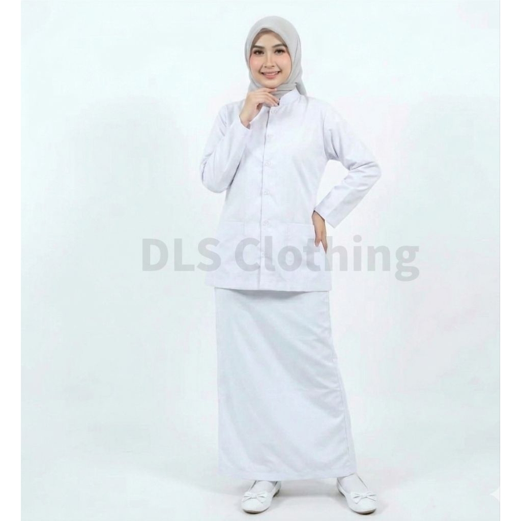 Seragam kerja dinas putih/seragam perawat bidan lengan panjang Baju dan Rok A