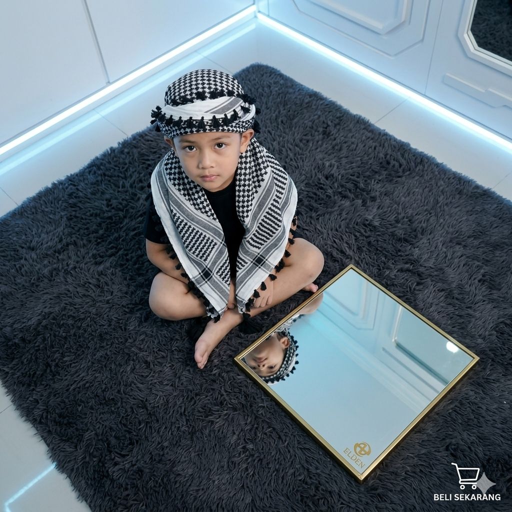 Sorban Palestina Anak Rumbai Ronce - Surban Santri Laki Laki Premium Tebal & Lembut Cocok untuk Sera
