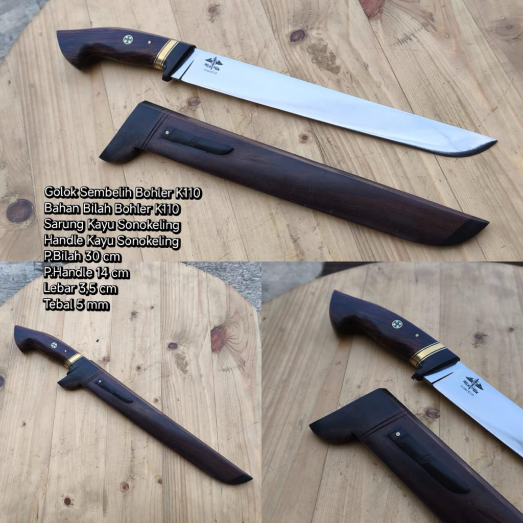 GOLOK PISAU SEMBELIH BAJA BOHLER K110 NATURAL KLASIK 30 cm