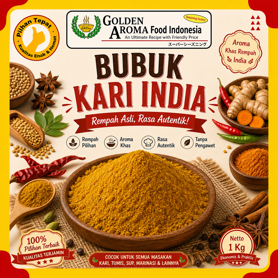 Bubuk Kari India 1 Kg Serbuk Kari India Bumbu Curry India 1Kg Golden Aroma