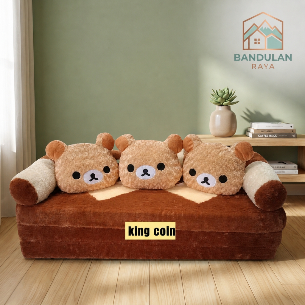 Sofa Bed Kasur Lipat Bulu Rasfur Karakter Anak Busa Empuk Lembut Serbaguna