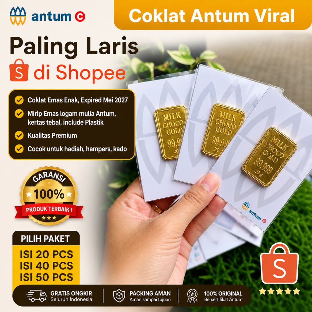 [COKLAT ANTUM ISI 20 / 40 / 50] Cokelat Antum Mini Gift Hadiah Souvenir Lucu Unik Coklat Antum Emas 