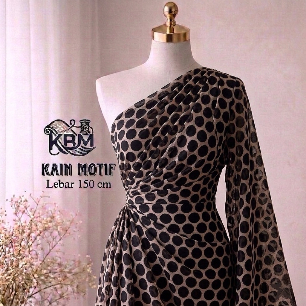 Kain Sifon Yoryu Motif Polkadot Premium - Bahan Ceruti Kerut Crinkle tre