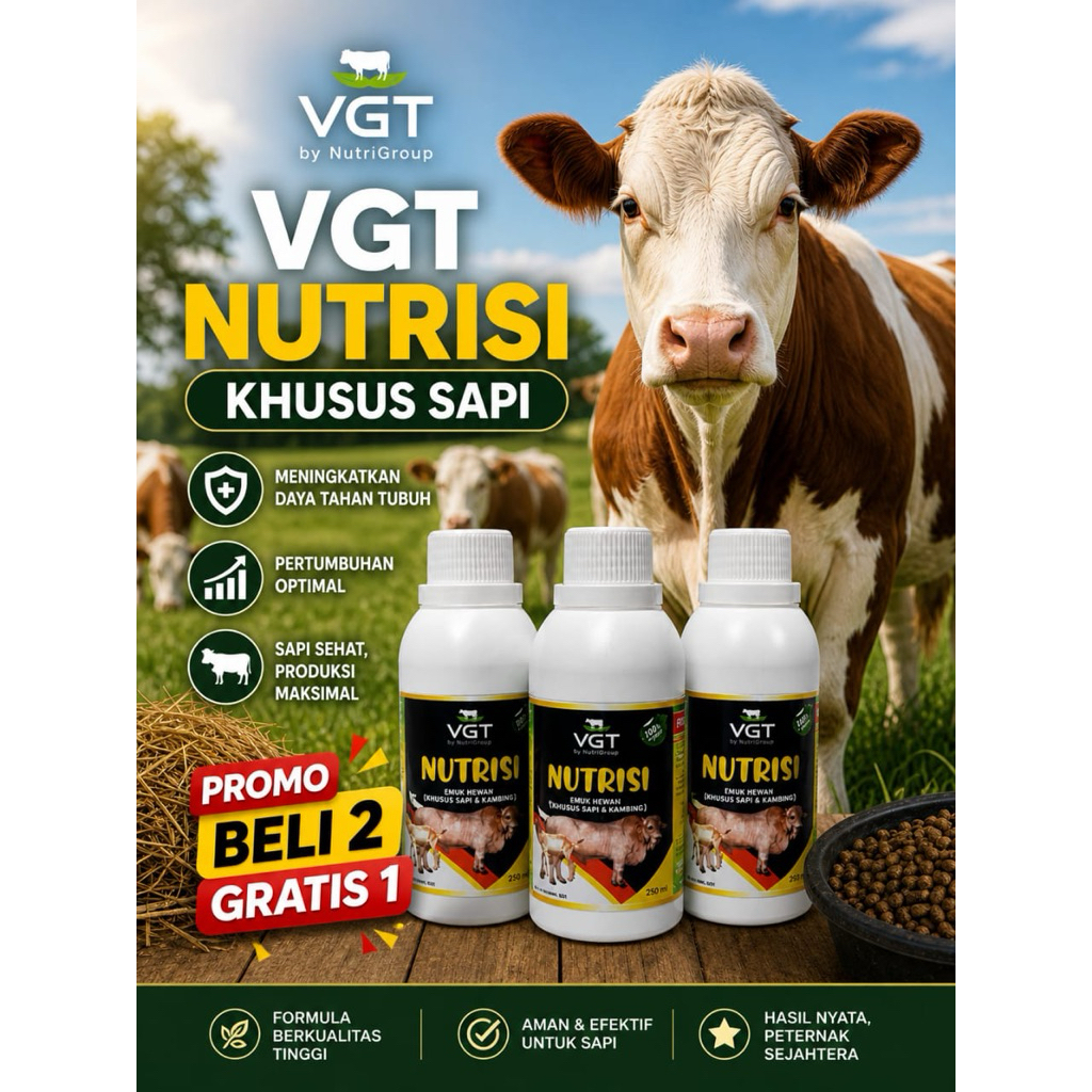 PROMO BELI 2 GRATIS 1. ORIGINAL VGT Nutrisi Vitamin ternak campuran mineral sapi premix VGT penggemu
