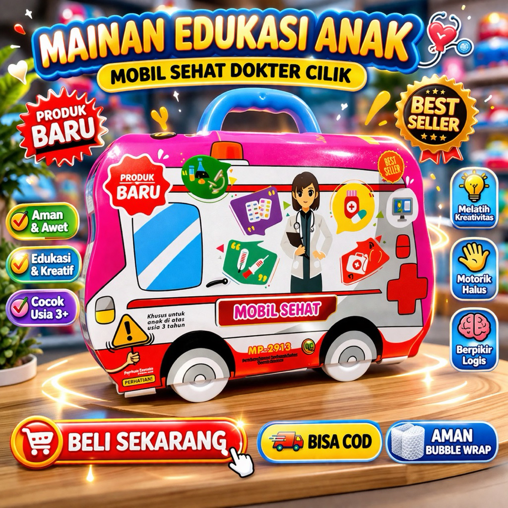 Mainan Edukasi Anak Mobil Dokter Mainan Anak 3+ Tahun Dokter Set Anak Bisa COD