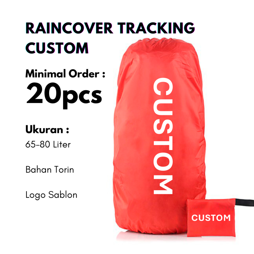 Cover Bag Custom Raincover Tas Daypack Waterproof Custom Logo 35L 65L 85L Biru Orange Hitam Merah Ab
