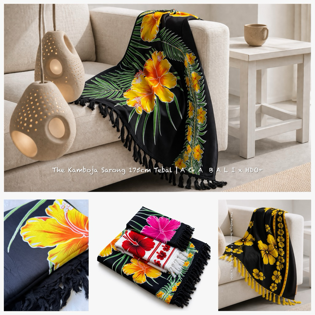 Kain Bali Sarong Tebal 175cm Summer Series - The Kamboja Beach Scarf.ag