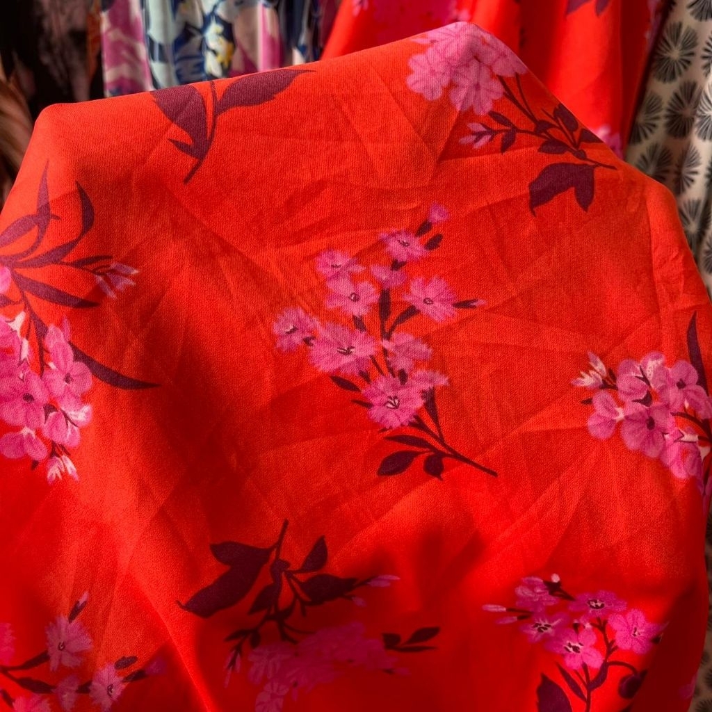kain Zara silk original - kain Zara silk motif bunga premium - kain silk luxury vintage dzc