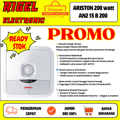 ARISTON AN2 15 B  / AN2 15B  WATER HEATER  15 LITER 200WATT AN210B