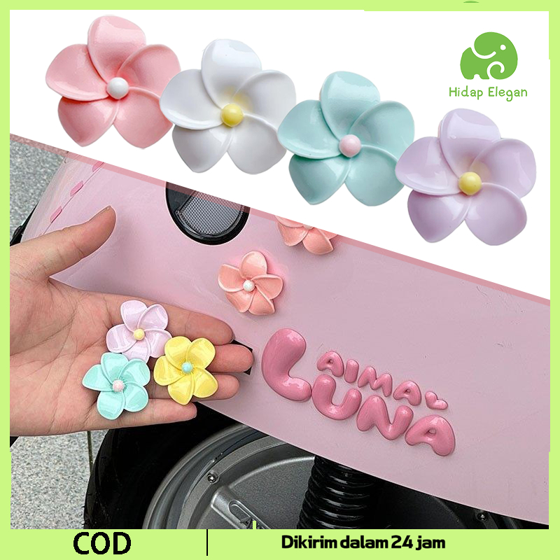 3pcs Stiker 3d Bunga Lucu Aksesori Stiker Mobil Bunga Bentuk Bunga Sakura Stiker Bunga Mobil Univers