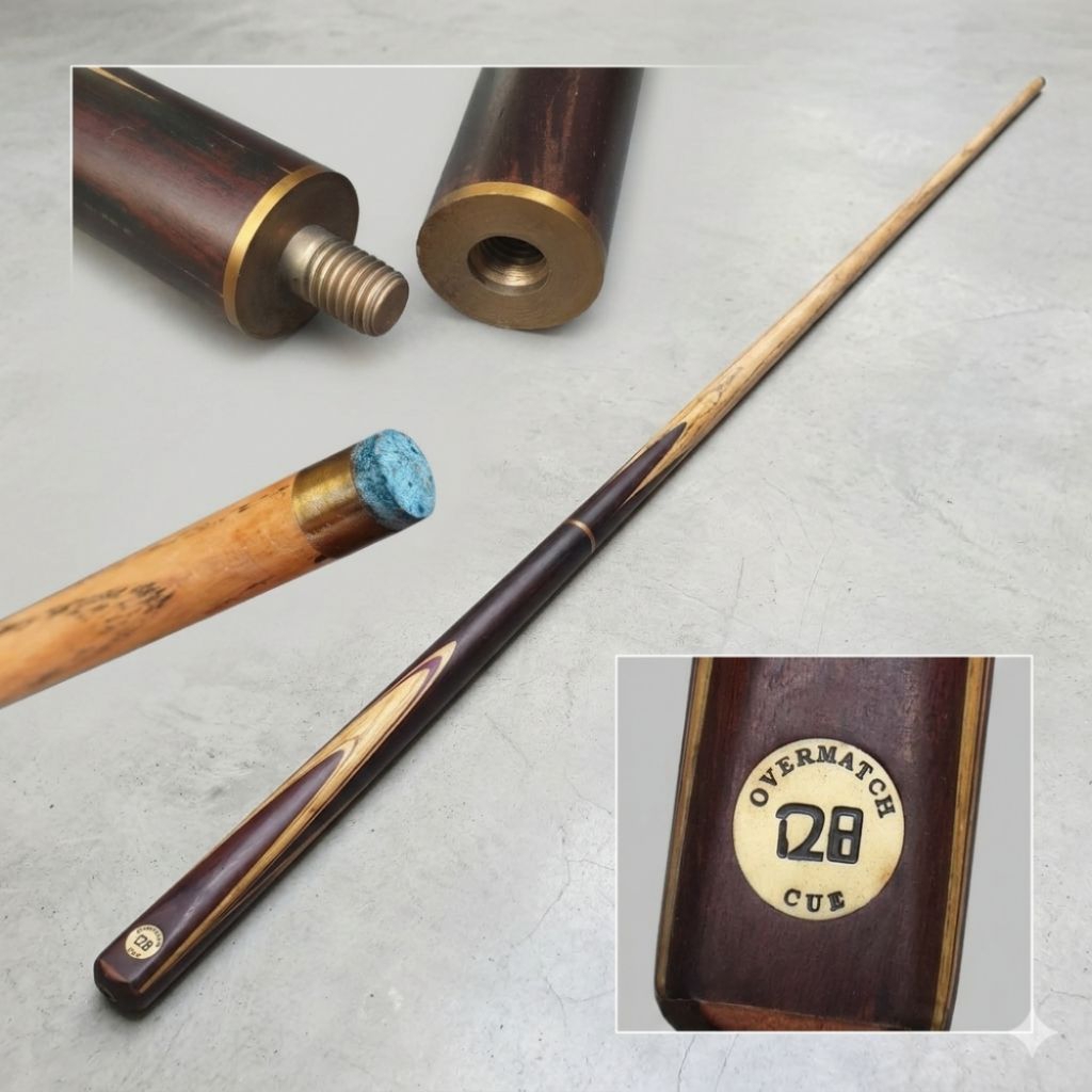 Stik Billiard Vintage Overmatch 128 Cue Kayu Solid 2 Piece Klasik Antik Koleksi