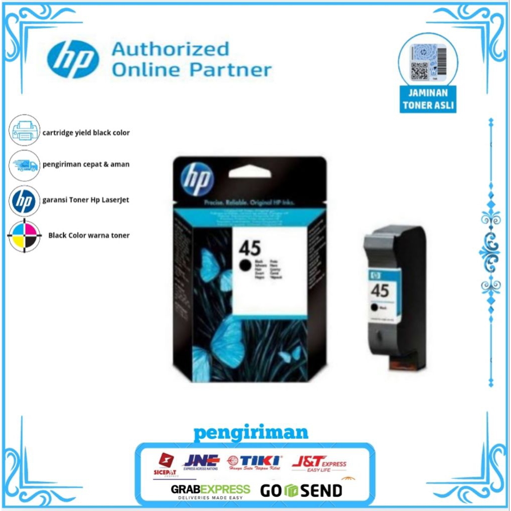 HP Tinta hitam original 45 cartridge 51645A untuk printer deskjet710c 1280 1600c 1600cm 6122 9300