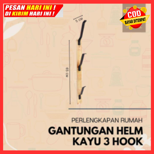 Gantungan Helm 3 Susun / Rak Helm Gantung 3 Susun / Gantungan Helm Dinding, Tempat Helm Kayu / Gantu