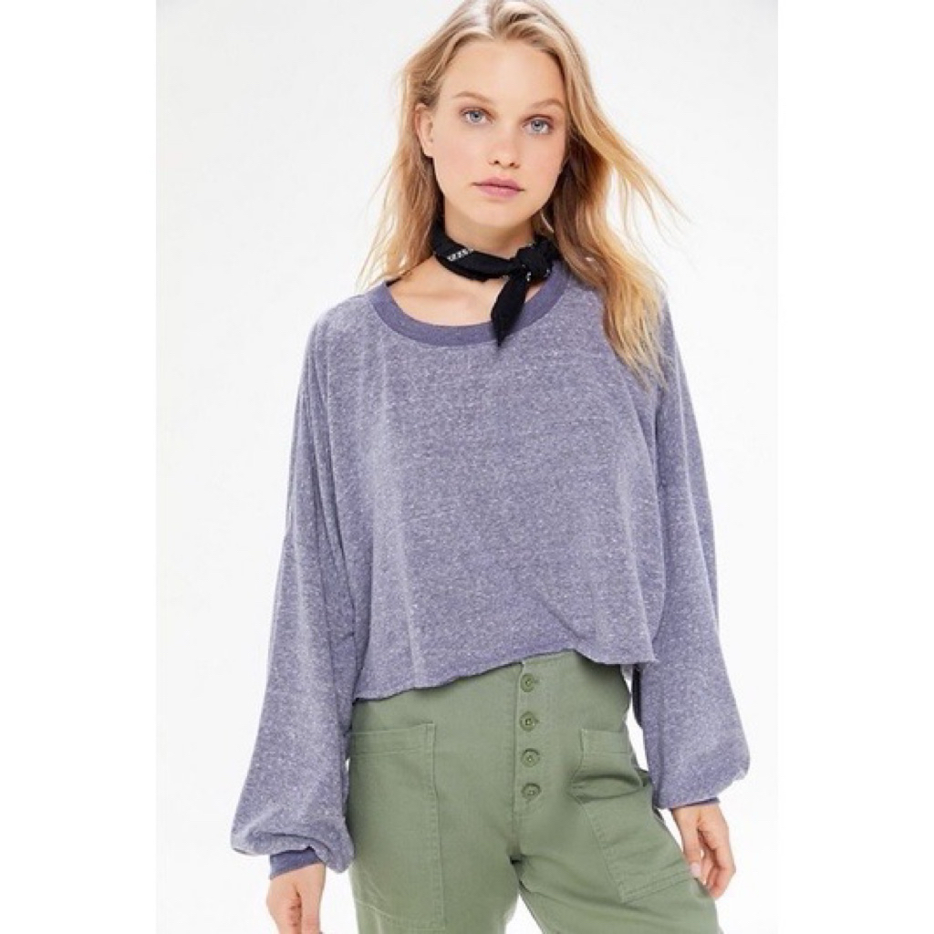 Urban Outfitters Crop Ballon Sweatshirt Dark Blue