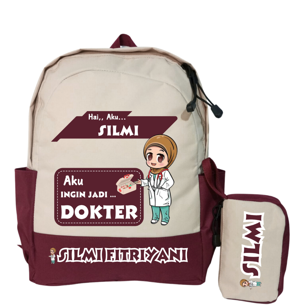 Sheku Tas Anak Lokal  Dokter Perempuan Untuk TK-SD Gratis Request Nama + Cita-cita Buah Hati