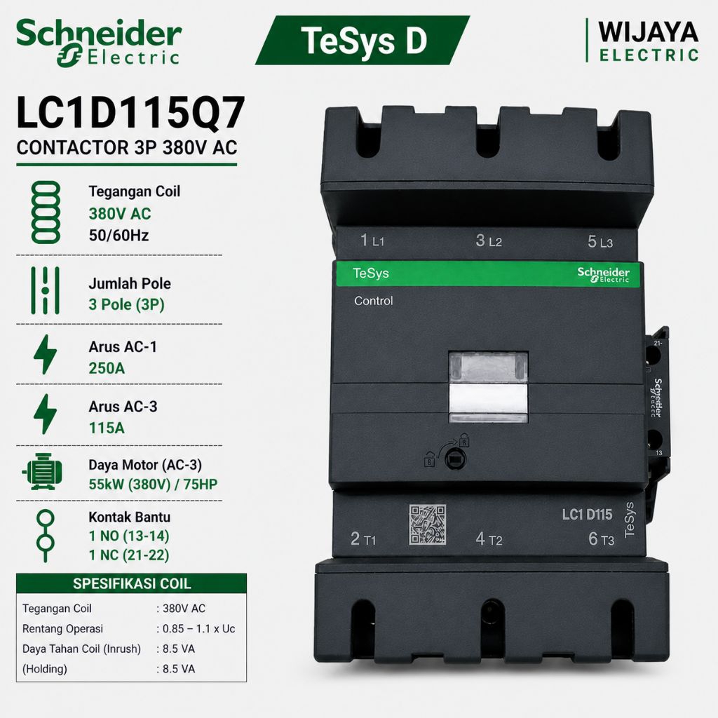 contactor kontaktor Schneider LC1D115Q7 LC1D115 380vac 3phase 115a original Schneider