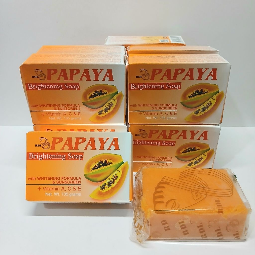 (Grosiran 12pcs) Sabun RDL Papaya Brightening Soap 135g - Sabun Pencerah Wajah dengan Kandungan Papa