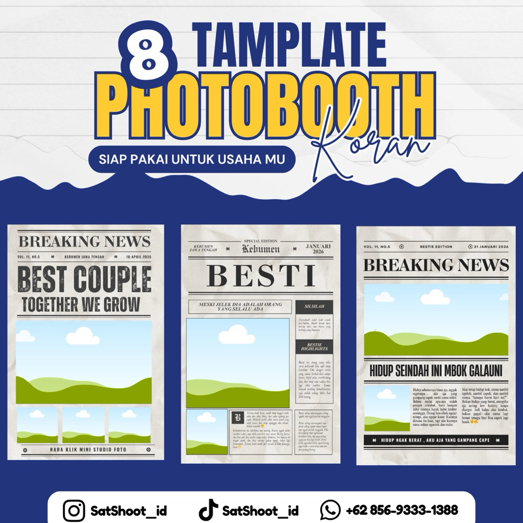 8 Template Photobooth KORAN | Editable | Full HD | Siap Pakai untuk Usaha & Event
