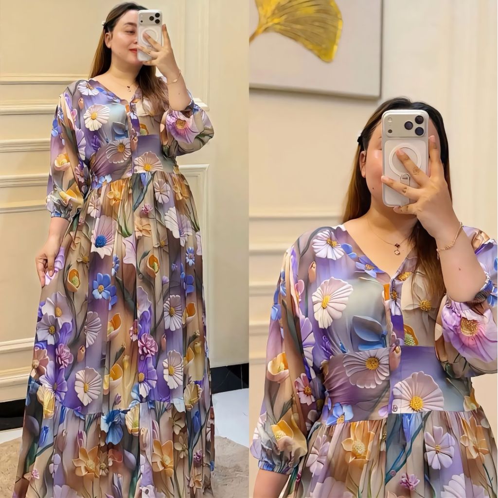 Aurora Dress Pantai Daster Bahan Rayon Hijab Non Hijab Motif Cantik Kekinian