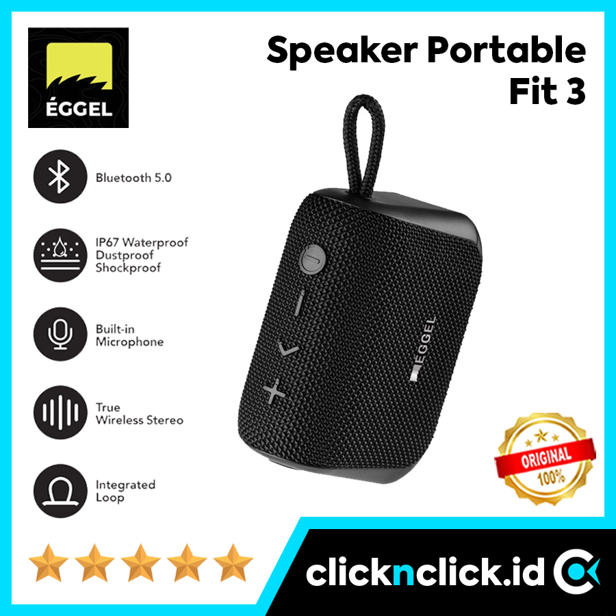 EGGEL Fit 3 - Speaker Bluetooth 5.0 Portable Wireless Waterproof IP67 Bass Mini Compact Travel Spike