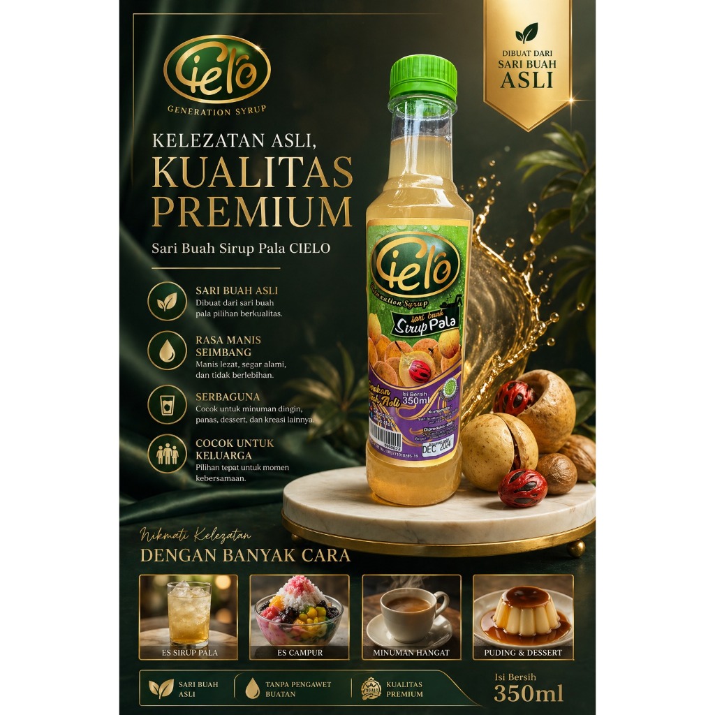 Sirup Pala Cielo Kemasan Botol Kecil isi 350ml -  Minuman Sehat dan Segar - Minuman buah asli