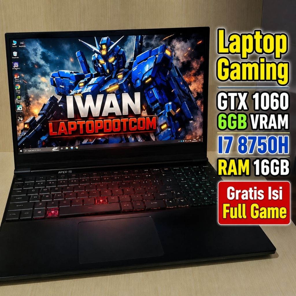 LAPTOP GAMING SULTAN - AFTERSHOCK APEX 15 GTX 1060 I7 8750H 16/256GB