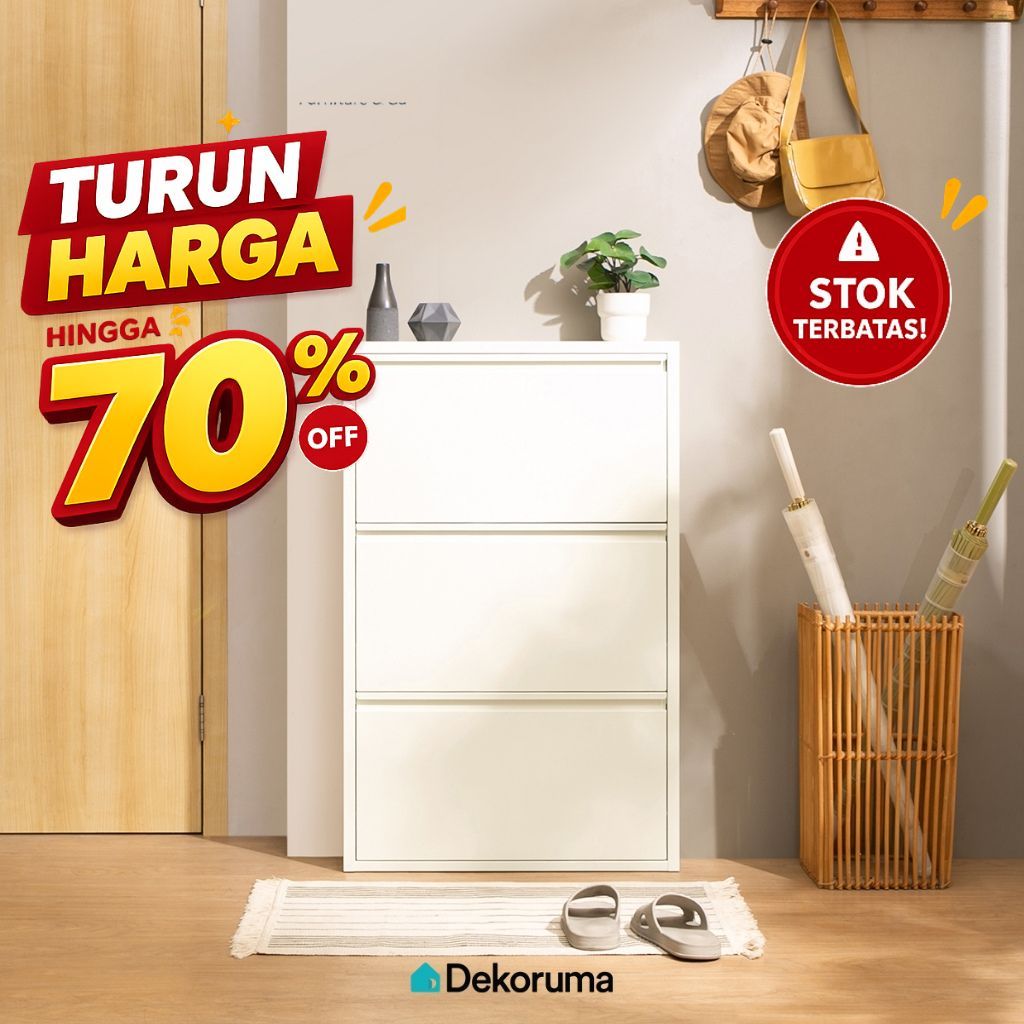Dekoruma KAITO Rak Sepatu Minimalis 3 Tingkat