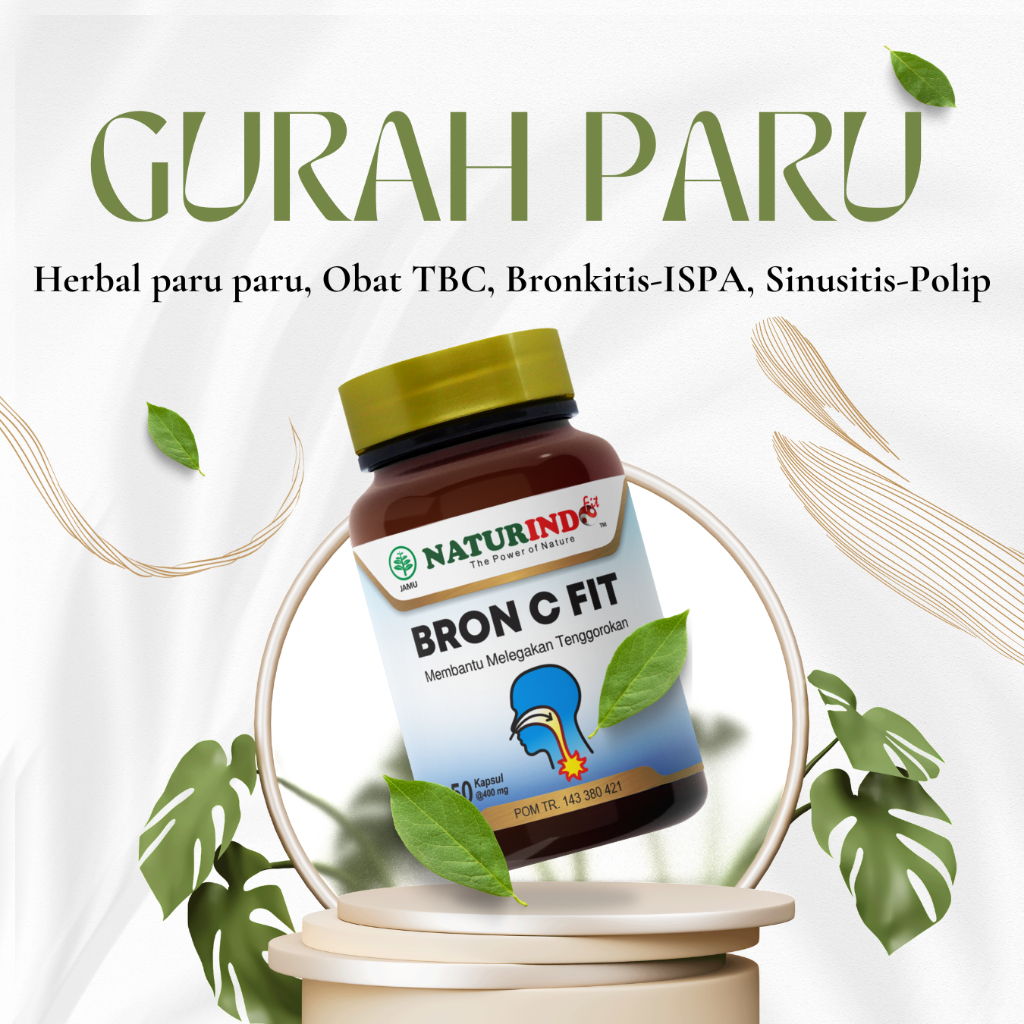 Bron C Fit Naturindo | Herbal Gurah Paru-Paru TBC Sinusitis Bronkitis Original | Isi 60 Kapsul