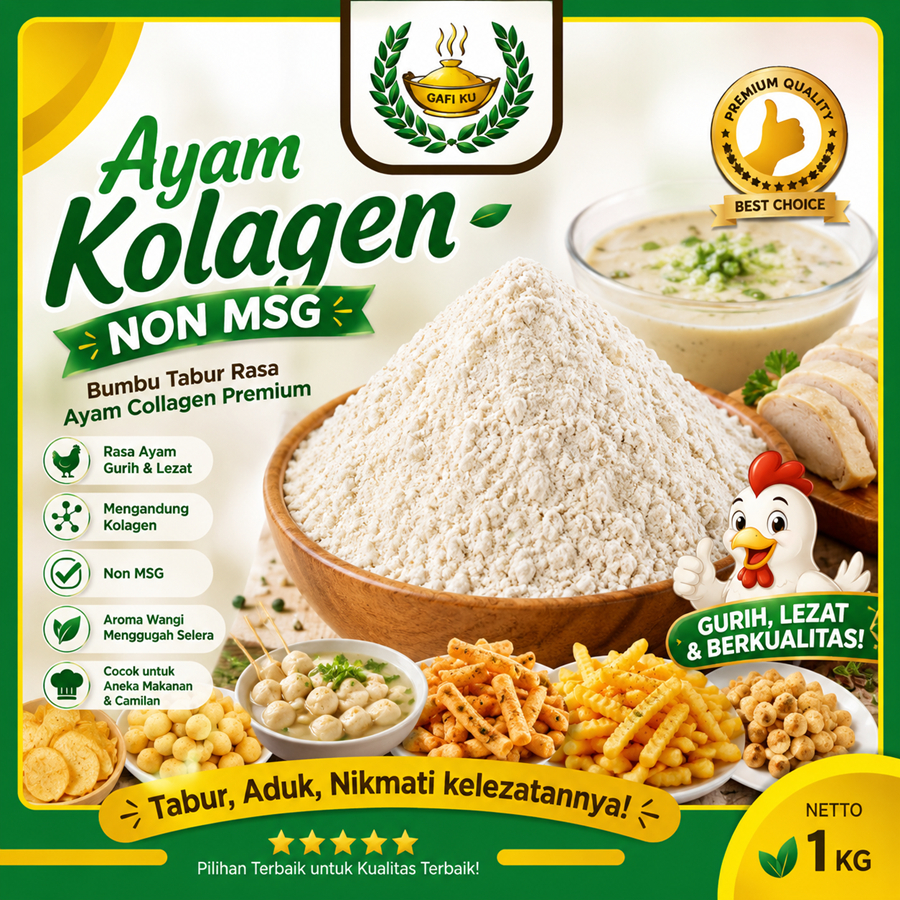Bumbu Tabur Rasa Ayam Kolagen Non MSG 1Kg Bubuk Collagen Chicken 1 Kg Premium Instan Kiloan Halal bu