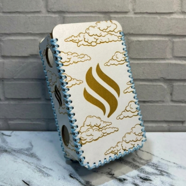 Cover Case T200 Sintetis Putih Bng Ice Blue Cloud Pattern Logo Bold