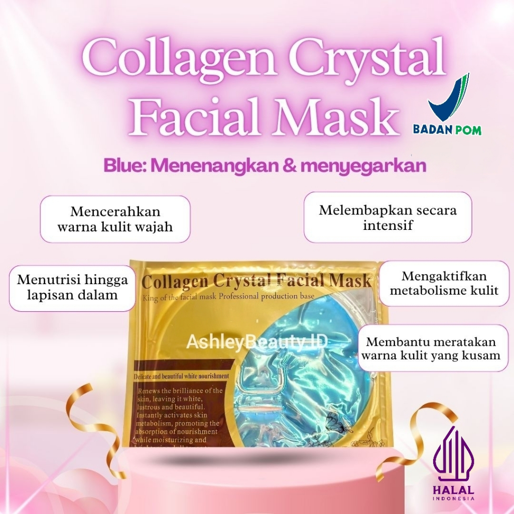 Masker Wajah Collagen Blue -Collagen Crystal Facial Mask Blue Menenangkan & Menyegarkan
