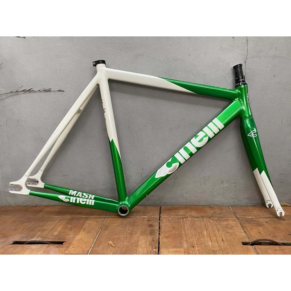 Frameset Cinelli Mash Green Benny Gold size 53, fork bukan bawaan include headset & seatclamp