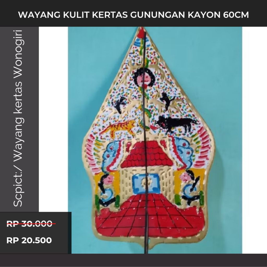 Promo  wayang kulit kertas Gunungan Gunung kayon 60cm