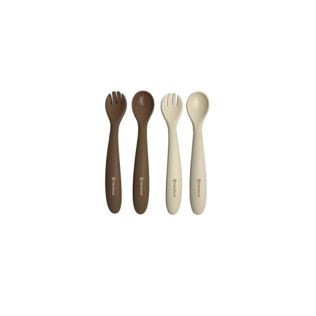 HanSoul Silicone Spoon & Fork Set – Sendok Garpu Bayi BPA Free HSB2PSET