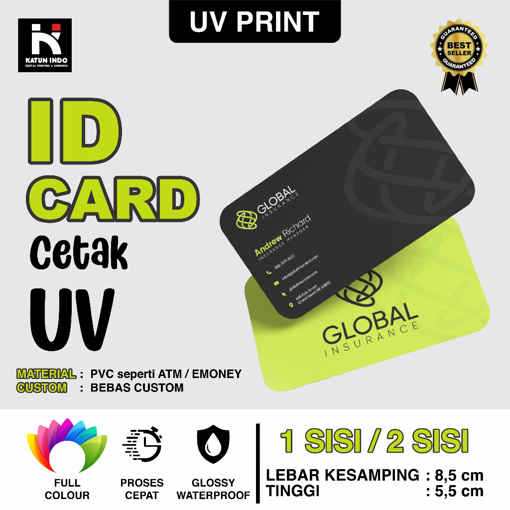 cetak id card uv print e money id card custom uv