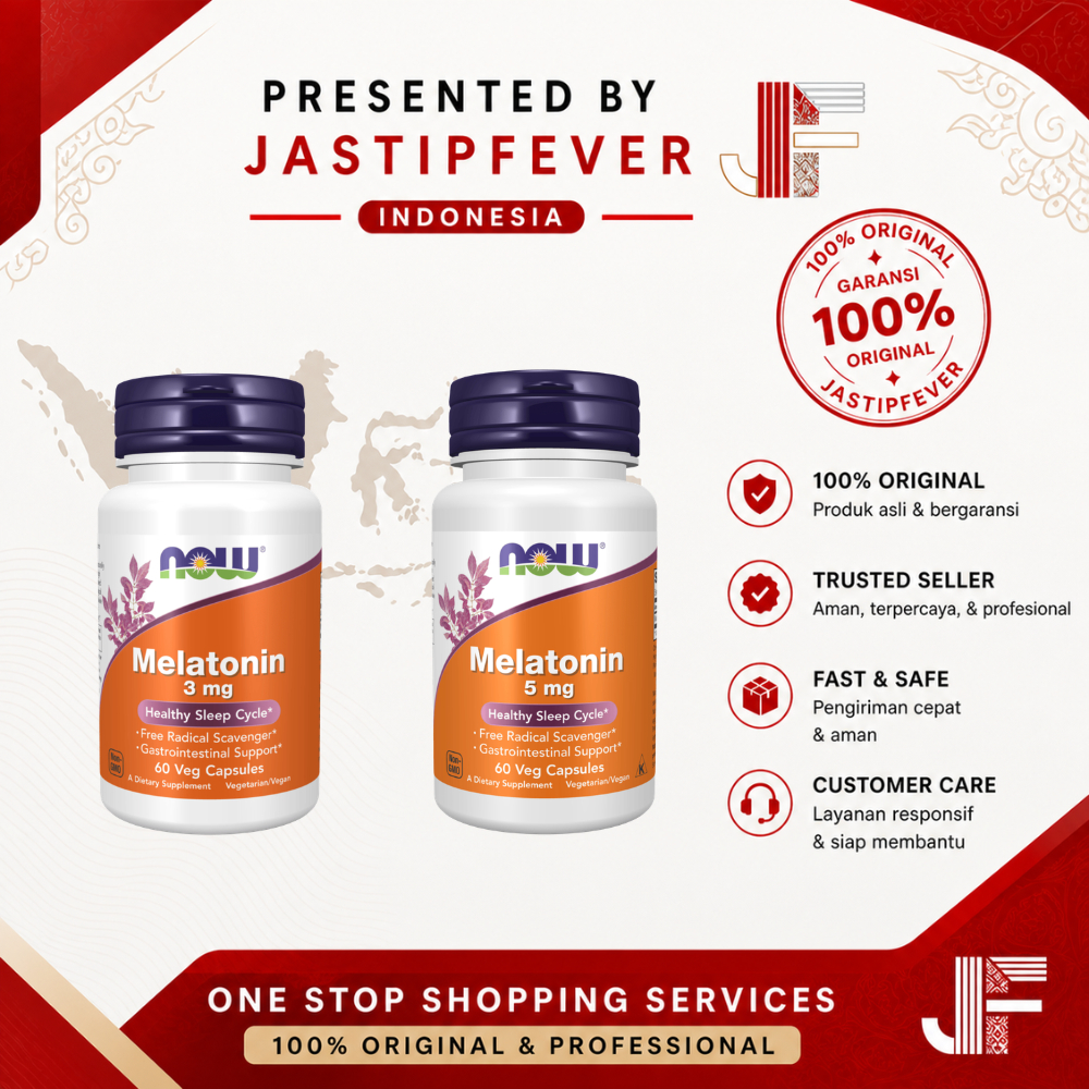 NOW Foods Melatonin 3mg | 5mg 60 Veg Capsules | Suplemen Melatonin Original USA