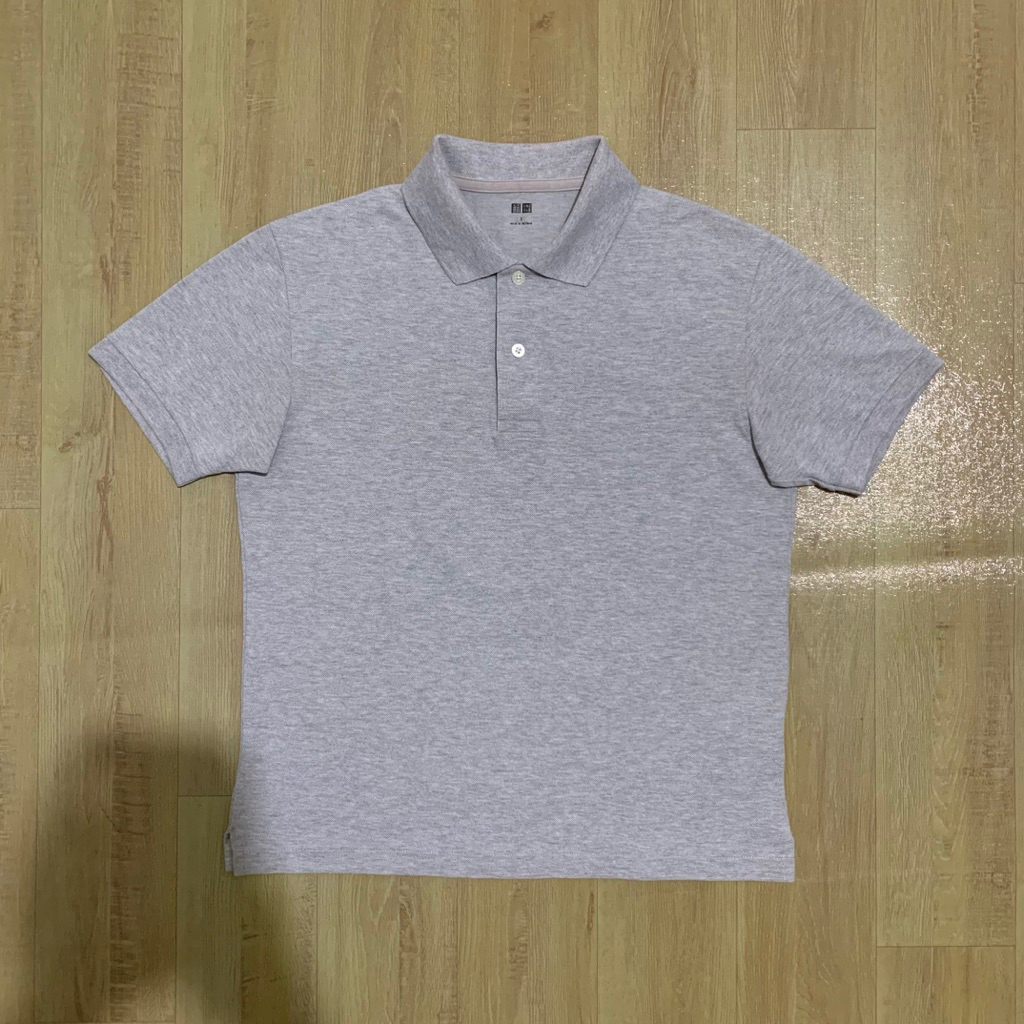 kaos polo uniqlo abu tebal